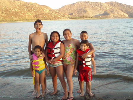 My 2 boys and my baby girl with my 2 nieces and nephew enjoying the day at the lake