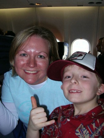 Mom and Luke plane trip to Maui