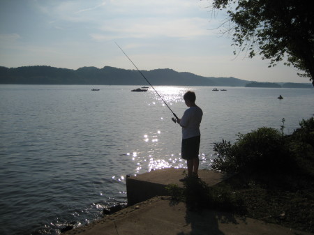 Tyler fishing at sunset