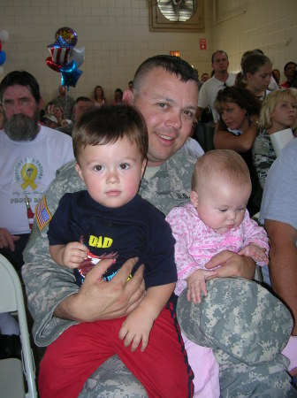 Me and the kids on my return home from Iraq