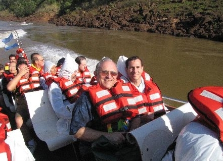 Raft on Iguazu river by Iguazu Falls
