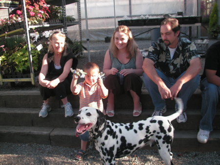 Sister,grandson,daughter husband dog