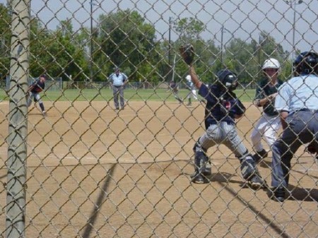 Mikey catching at the California Tourney