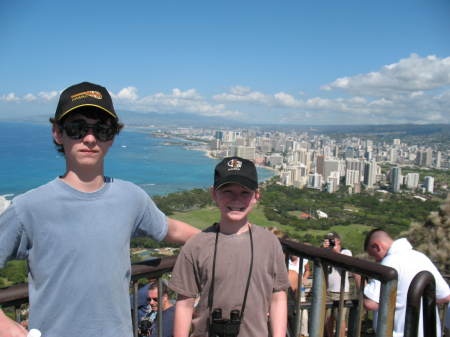 My boys atop Diamondhead, Oahu 07
