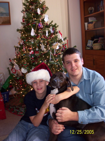 My boys, David and Rob, and our dog Sammie