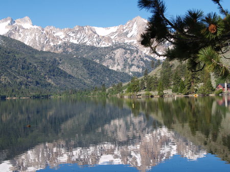 Reflection of the Saw Tooth Ridge Mountains on Lower Twin Lake.