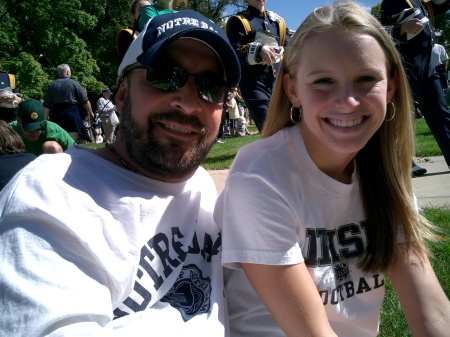 With daughter at Notre Dame