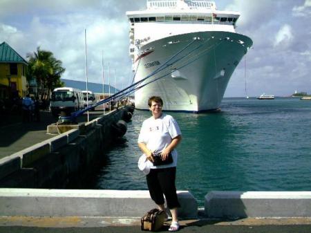 Our cruise ship in background Nasau Bahamas