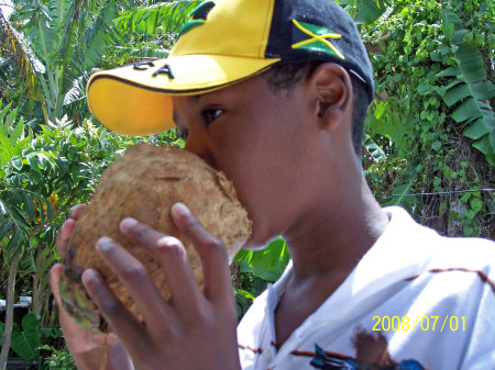 Bran drinking Coconut milk