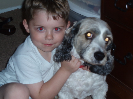 Our youngest son Collin and our dog Pepper