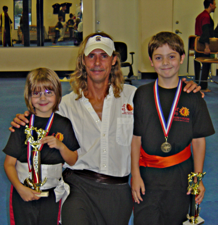 My two karate kids with Sifu Tim