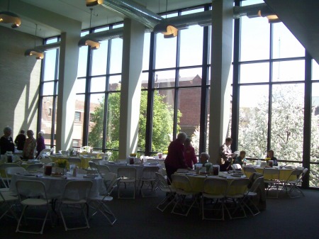 luncheon set up in library