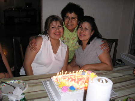 Rose, Mom, and Anna - birthday 2007