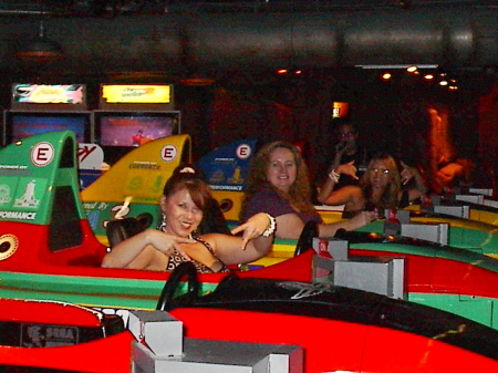 Car racing - Carolyn and Sheryl....ur both goin' down - lol