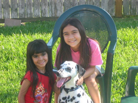 My daughters Tracy and Ciara and Dog "Nani