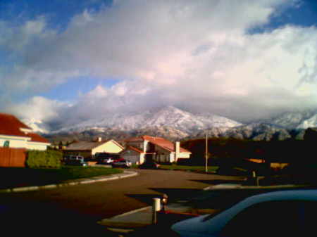 This is a view of the snow on the mountains from my house.