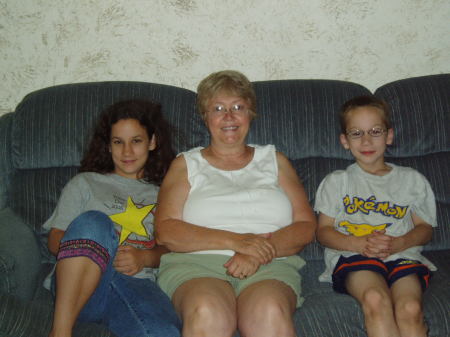 My two youngest kids with Grandma