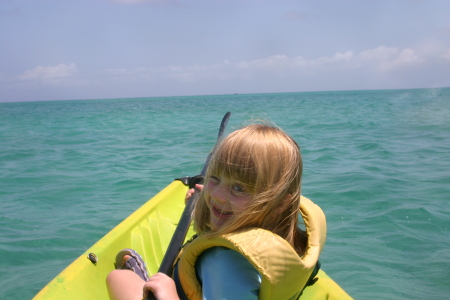 MacKenzie and I paddling in the British West Indies