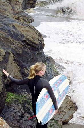 Waiting to paddle out at Pleasure Point