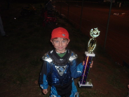 Grayson and His 1st Place Trophy