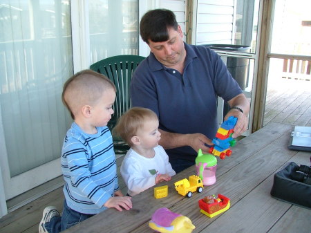 Mark building a truck with the grandbabies
