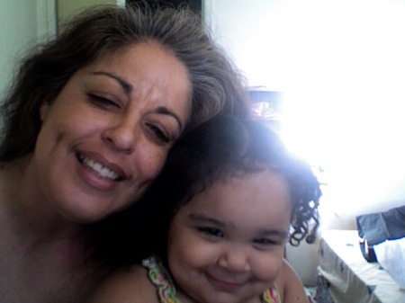 Percilla and Grandma posing for imac