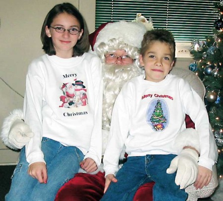 Morgan and Austin with Santa Christmas 2005