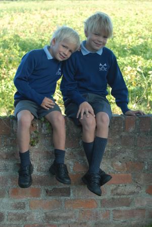 Jonty and Chandler on their first day of school, 2007