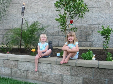 Mia (4yrs) & Chandler (2 1/2yrs) in our backyard