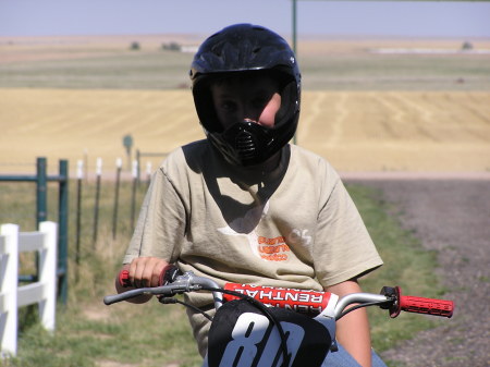 Jordan on his dirt bike