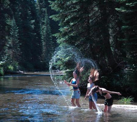 Girls in Eagle Creek at Eagle Cap Wilderness