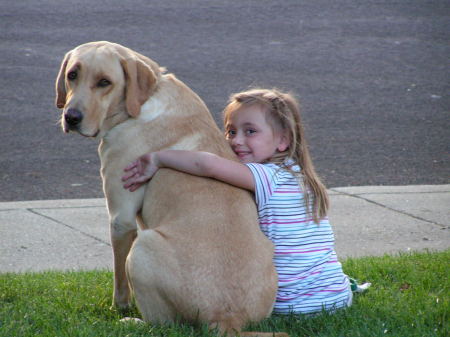 my little girl jenny, with our dog ranger