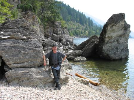 Taking a break beside Kootenany Lake