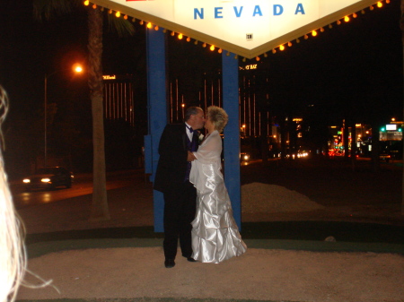 At Las Vegas sign after ceremony