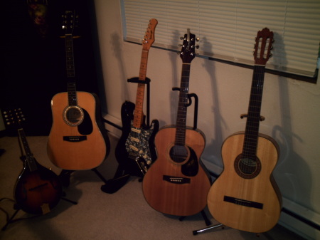 4 Guitars and a mandolin
