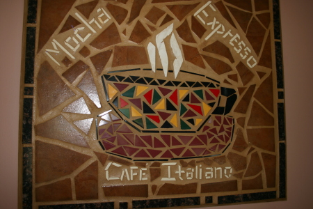 Coffee Mosaic Art in kitchen