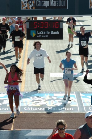 Finishing Chicago Marathon (2005)