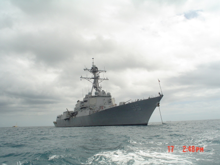 Warship 95 at anchor