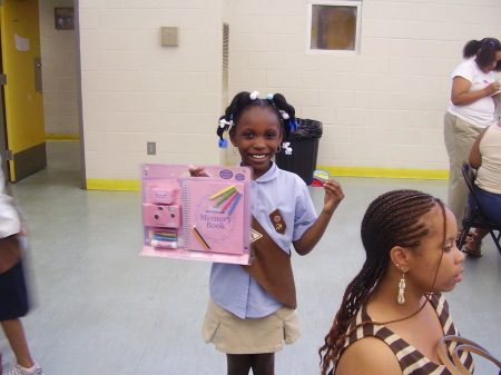 my daughter at girls scout meeting