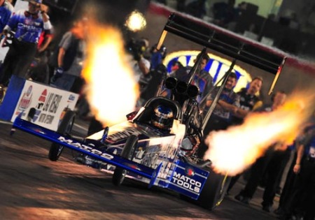 Racing at night in Las Vegas