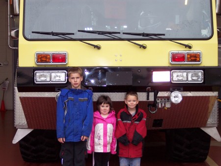 My kids Visiting the fire hall.