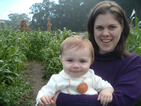Graycie and Mummy at the pumpkin farm; Oct. 06