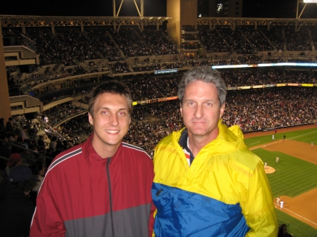 Go Padres!  With son, Chandler.