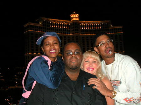 My twin sis "Anrika", me, michelle and my uncle "Pierre" in Vip balcony at Risque nightclub in Vegas