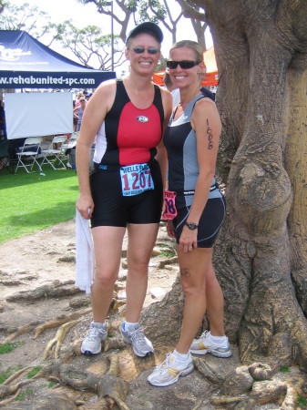 My sister, Cindy and I at the San Diego International TRI 2006