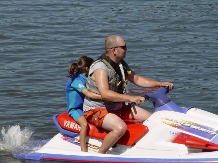 Having fun on the waverunner