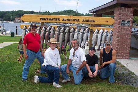 The men rented a fishing boat for a day on Lake Michigan and caught their limit.