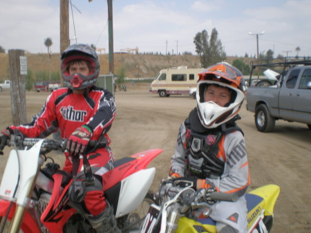 Son on left at the race track practicingon 250