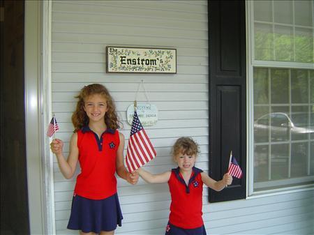 Alicia (8) and Nicole (4) at the beach ready for July 4 parade