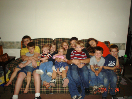 All 10 of my Neices and Nephews and my Bug in the middle.